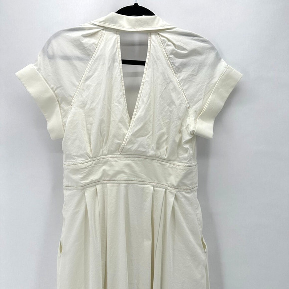 Maeve Poplin Midi Shirt Dress Womens 8 Ivory Front Slit Preppy Old Money Cottage - Picture 5 of 11